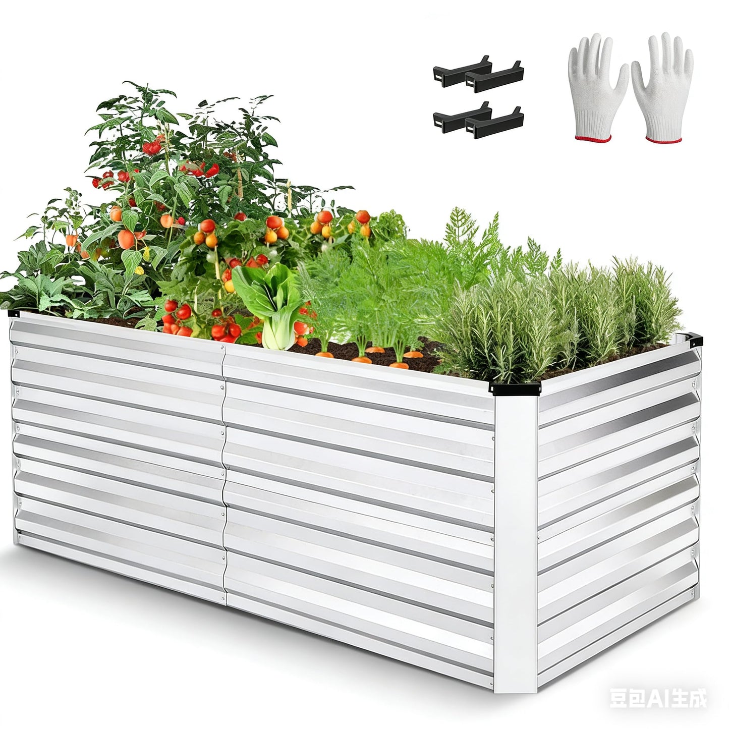 SEJOV 6x3x2ft Raised Garden Bed Kit, Galvanized Planter Raised Garden Boxes Outdoor, Deep Root Raised Planter w/Anti Cutting Strip, Large Metal Raised Garden Bed for Vegetables Flowers Herbs, Silver