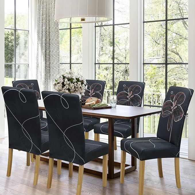 BIETYONE Stretch Dining Chair Covers Set of 6, Soft Removable Washable Kitchen