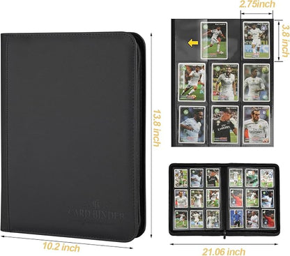 9 Pockets Card Binder,Premium Zip Trading Card Binder,540 Double Sided Pocket PU Collection Binder, Collector Album, Card Folder for MTG, TCG, Business Cards.(Black)