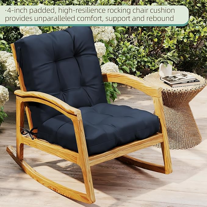 Outdoor Chair Cushions Set of 2, High Back Soft Seat Pad