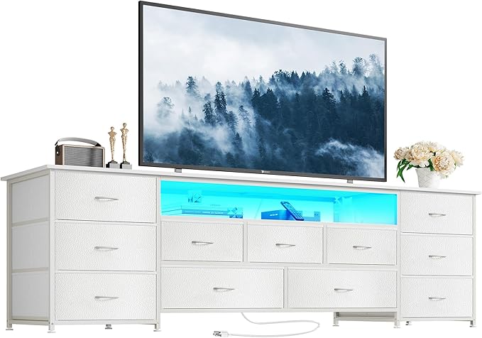 Huuger 70 Inch TV Stand for 75, 80 Inch TV, 11 Drawer Long Dresser