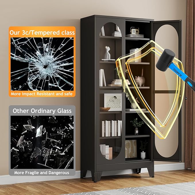 PAOFIN 75" H Locking Display Cabinet