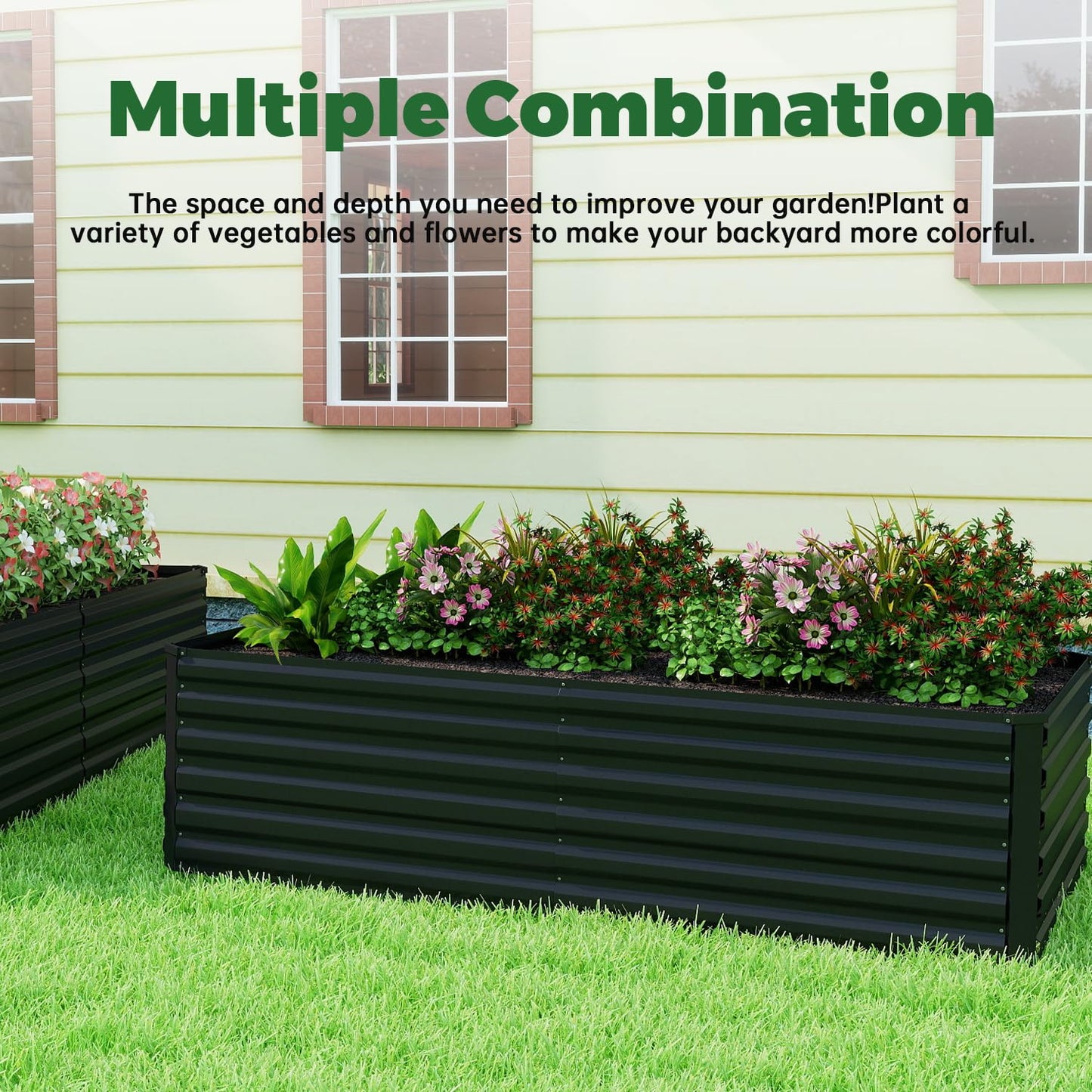 NAVINE 8x4x2 ft Raised Garden Bed, Large Metal Planter Raised Beds, Planters for Outdoor Plants for Vegetables, Flowers, Herbs, Fruits, and Succulents.(2 Pcs)