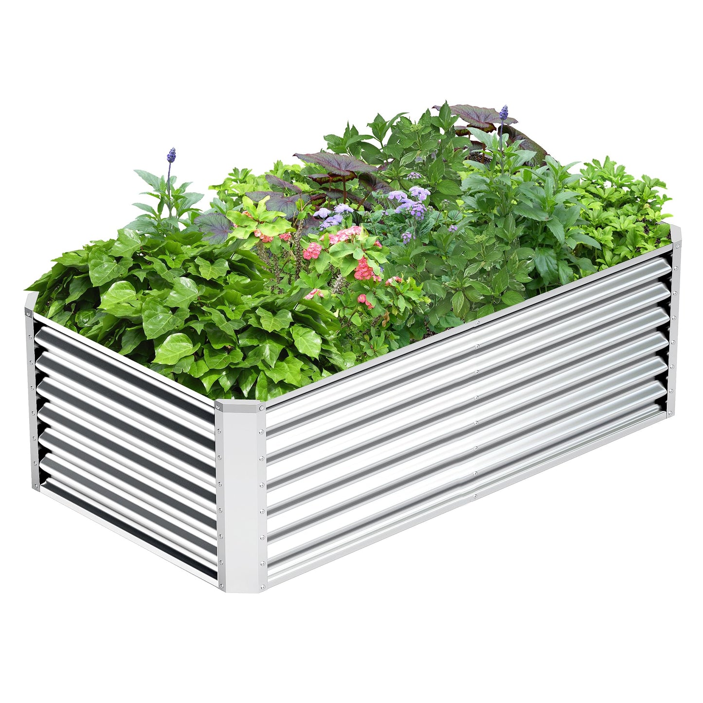 Ayen Guard 6x3x2FT Galvanized Raised Garden Bed,Galvanized Planter Boxes Outdoor, Large Metal Raised Garden Beds for Vegetables-Silver