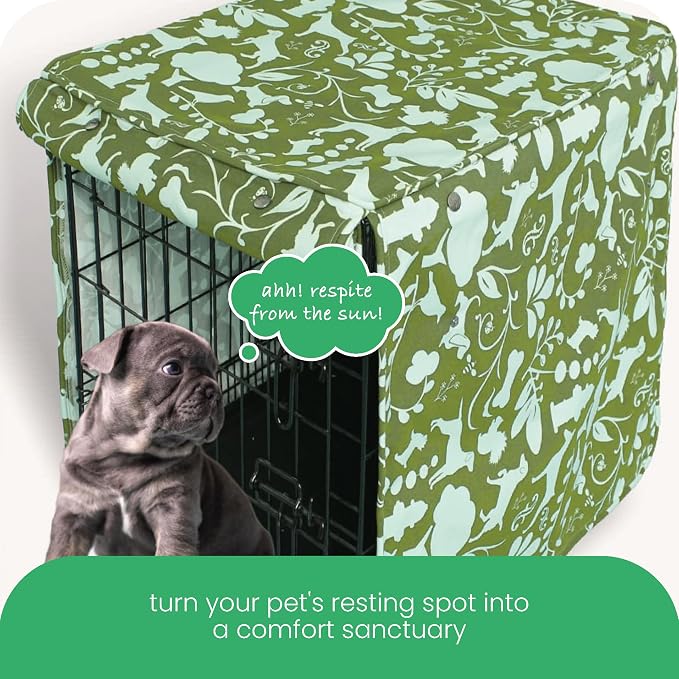 Molly Mutt Amarillo by Morning Dog Crate Cover, 100% Cotton Canvas Cover with 2 Roll-Up Panels, Ideal for Dog or Cat Crate, Durable, Washable, and Free of Harmful Chemicals, 24" x 18" x 21"