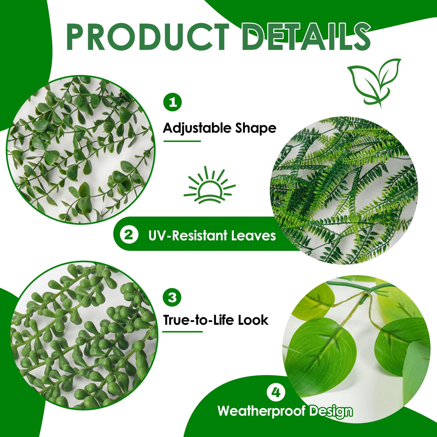 Der Rose 4Pcs Fake Plants Hanging Artificial Ivy Vine Faux Eucalyptus Hanging Plants, Boston Fern, String of Pearls for Living Room Aesthetic Bedroom Boho Kitche Wall Shelf Indoor Outdoor Decor