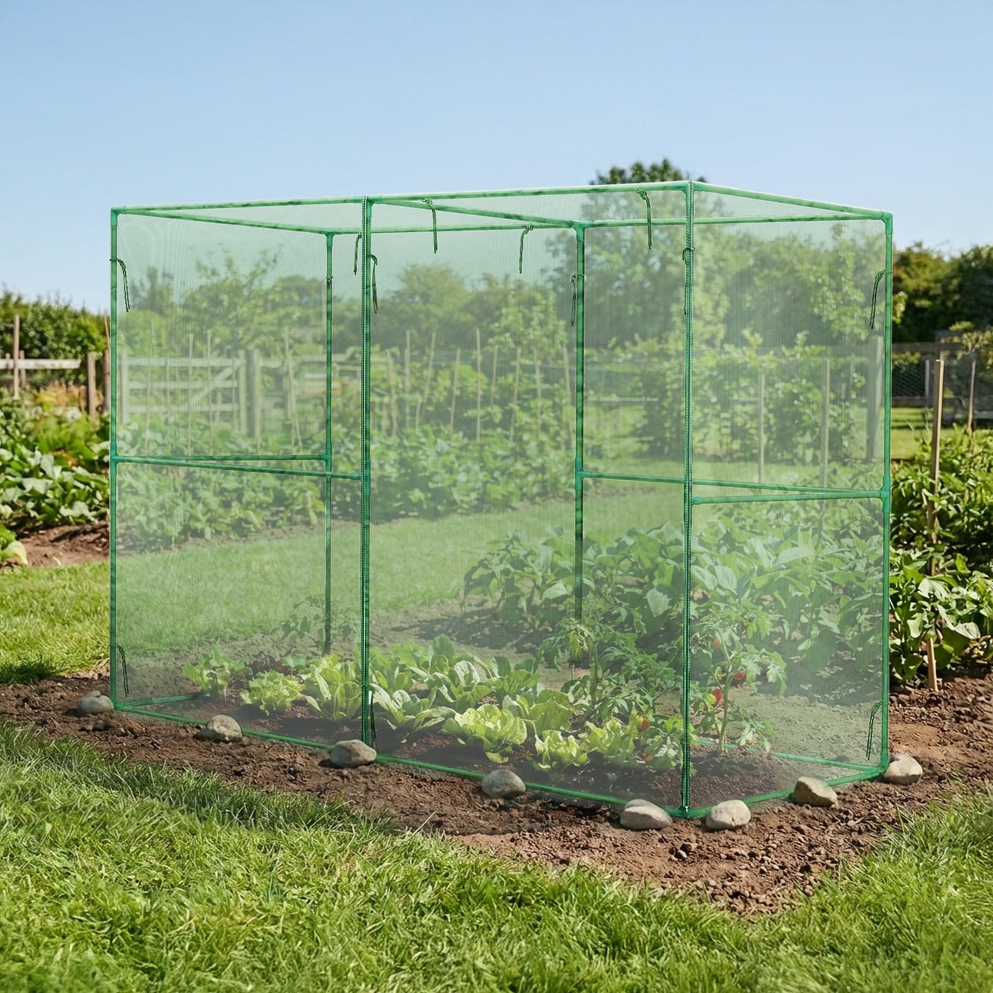 BPS Crop Cages for Garden Plant, 8x4x6 Ft Plant Netting Protection Tent with Zippered Door for Plants, Raised Garden Bed Cover with Frame for Vegetables, Fruits and Flowers