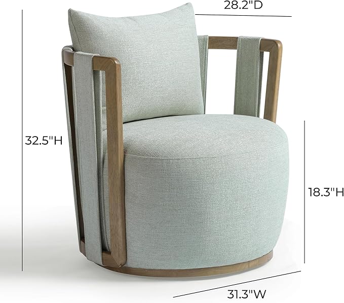 First of a Kind Swivel Chair in Mint Green Fabric