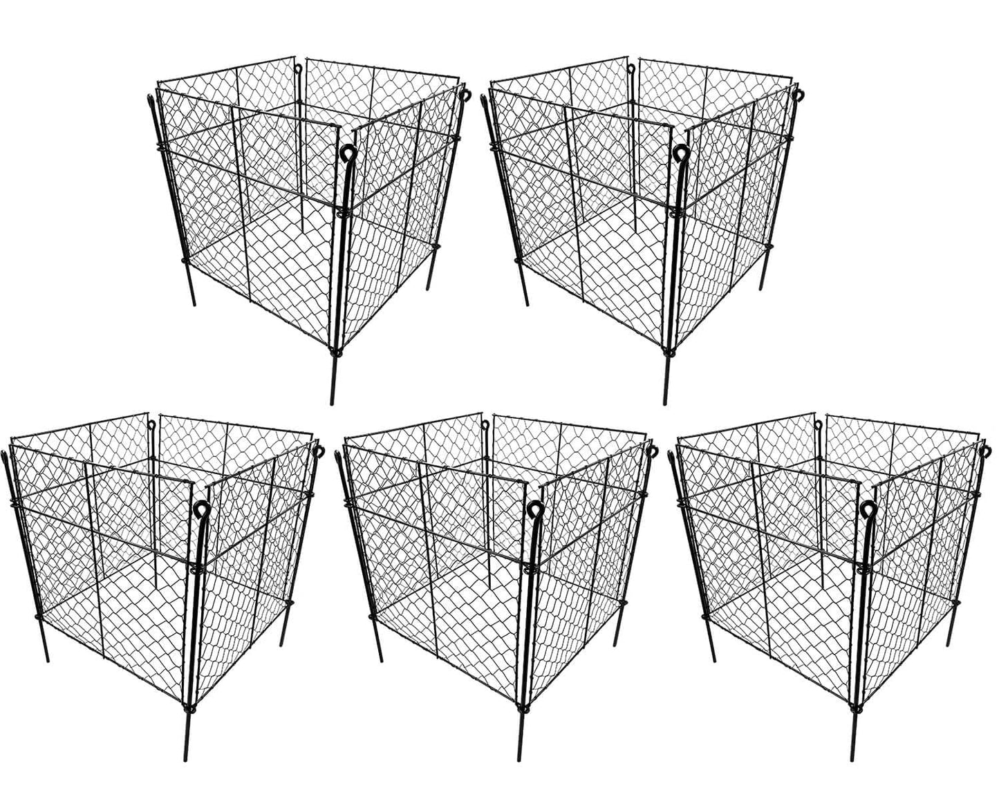 5 Pack Plant Protectors from Animals, 20Pcs 1" Mesh DIY Plant Cages 13.8"x13.8"x12", Metal Garden Animal Barrier with Stakes, Keep Rabbits & Chipmunks Out for Vegetables, Shrubs & New Plants