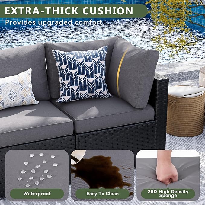 Aoxun 10 Piece Patio Furniture Set Wicker Rattan Patio Sectional Sofa Set