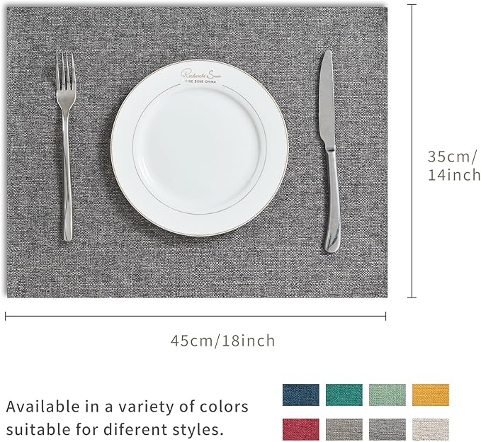 BALCONY & FALCON Placemats Set of 4 Faux Linen Cloth Place Mats Washable