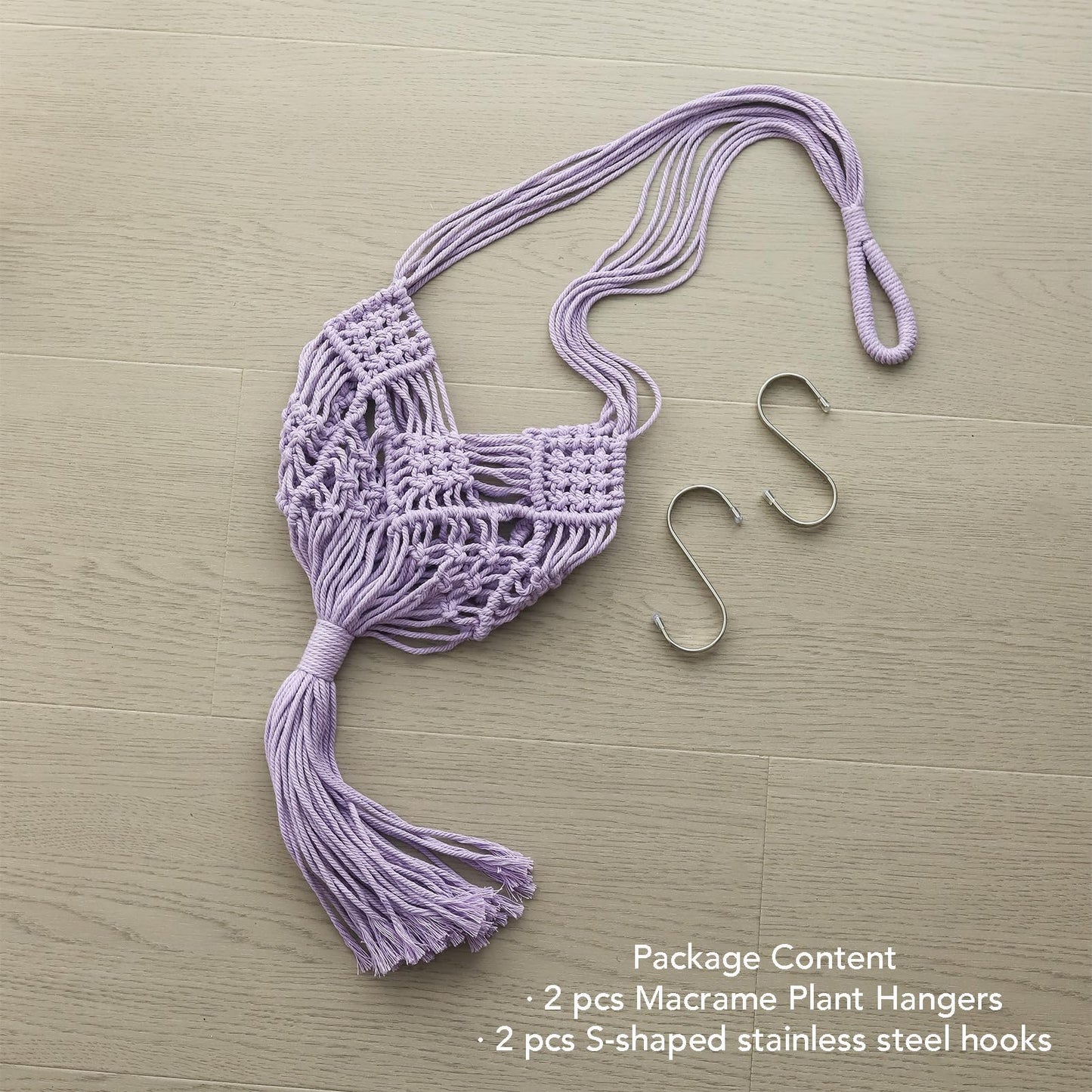 XINBOR Hanging Planter with Patterns,2Packs Macrame Plant Hangers Indoor Macrame for up to 8 inch Pot Crochet Boho Plant Hanger Holder for Indoor Outdoor with 2S Shaped Stainless Steel Hooks (Purple)