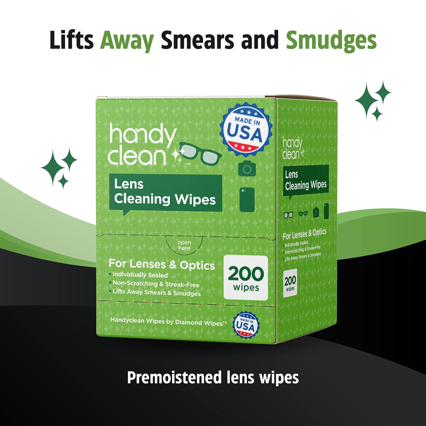 HandyClean Pre-Moistened Lens Cleaning Wipes, Eyeglass Wipes, Screen Wipes, 100 ct of 6 x 5 inches Individually Packed Lens Cleaner Wipes