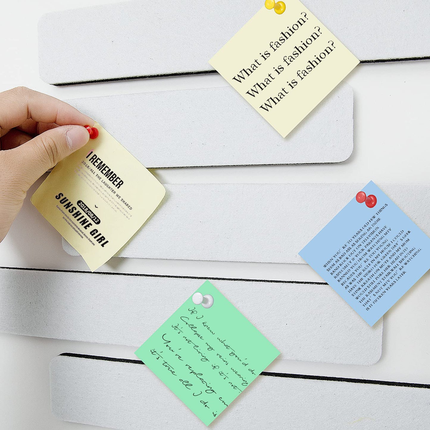 Arlasuo 5 Pack Grey Felt Pin Board Bar Strips Bulletin Board Bundle with 5 Pack White Felt Pin Board Bar Strips Bulletin Board