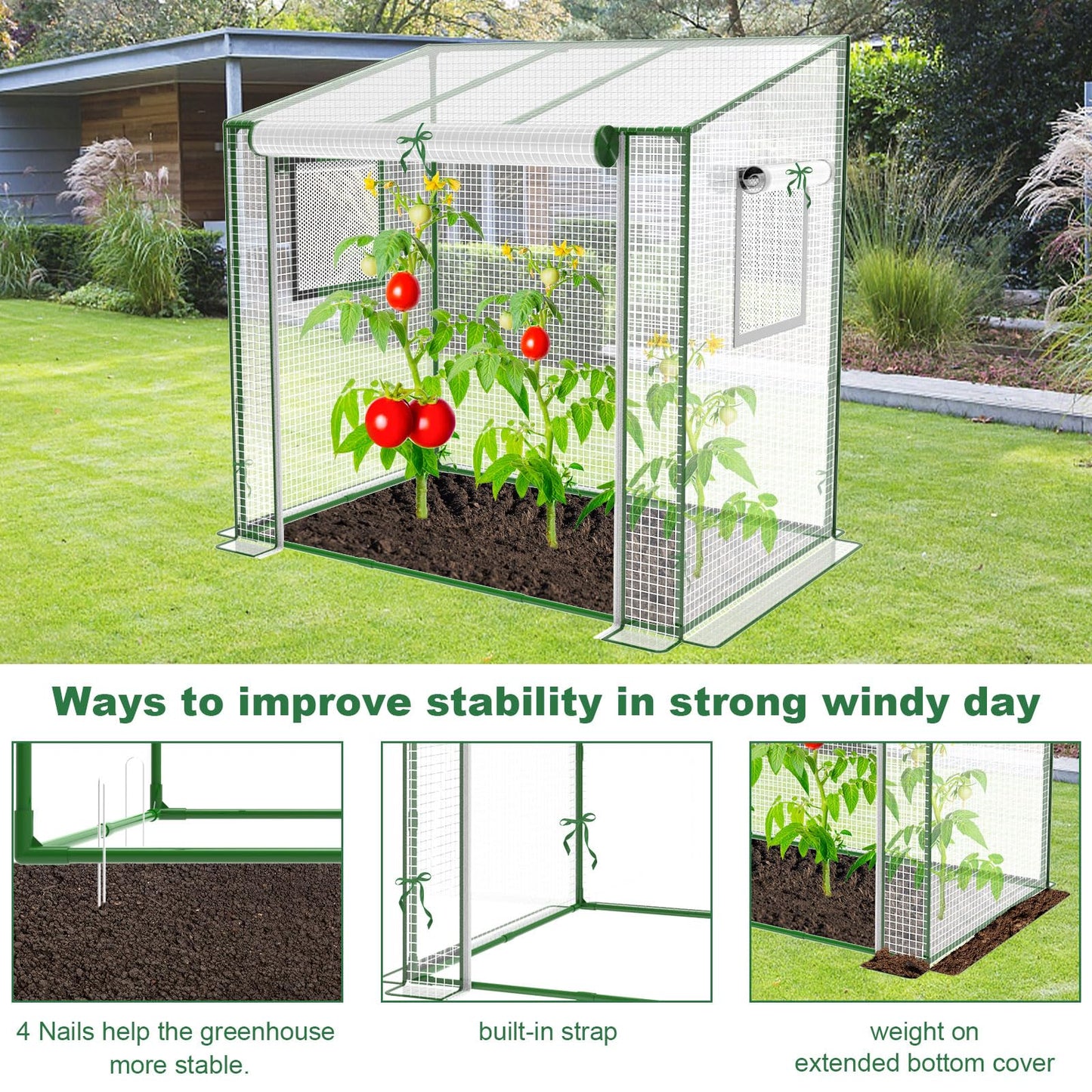 Mini Greenhouse, 47.2”(L) x31.5”(W) x47.2”(H) Greenhouses for Outdoors and Indoor, Durable Green House Kit with Window, Thicken PE Cover, Clear Mini Portable Garden Plant Green House