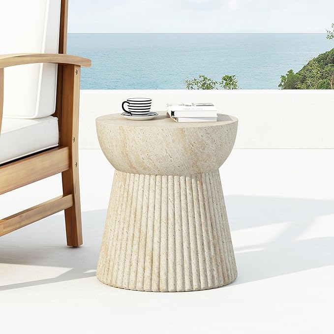 Christopher Knight Home Dila Patio Side Table, Lightweight Concrete End Table