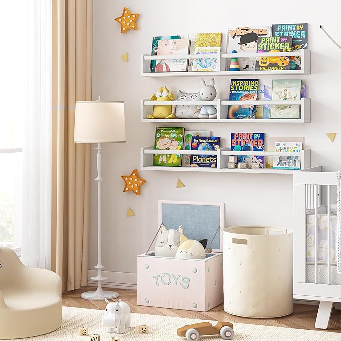 Fixwal Nursery Bookshelves, 32in Floating Bookshelves