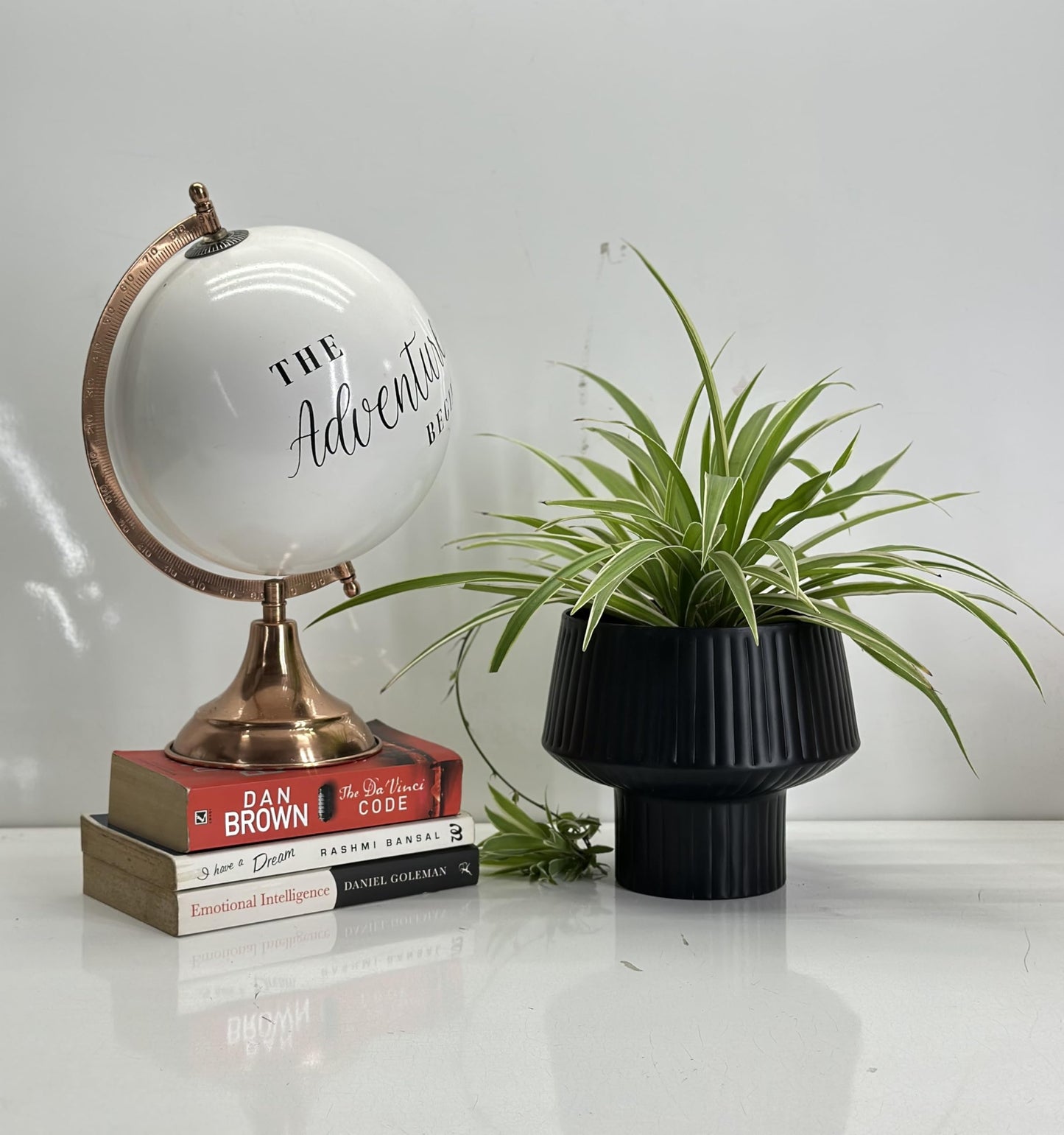 Wide Top Modern Handmade Metal Indoor Planter with Unique Shape, Vertical Grooved Design and Anti-Scratch Pads, Rust-Resistant Finish that is Sustainable Non-Plastic Pot Recyclable Metal Vase (Black)