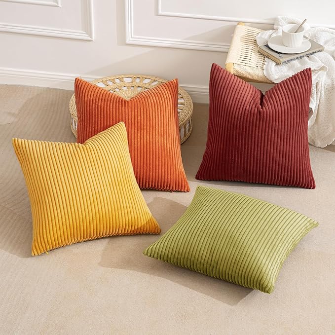 MIULEE Decorative Throw Pillow Covers 18x18 Inch Set of 4, Vibrant Cushion