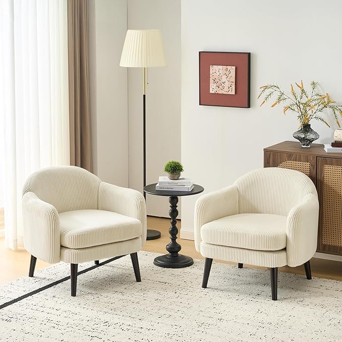VINGLI 30.3" Wide Modern Barrel Accent Armchairs Set of 2