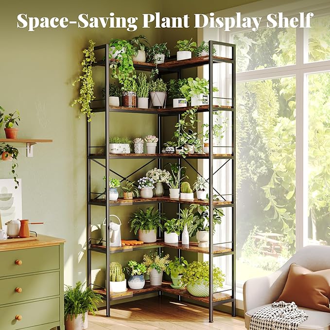 Huuger 6 Tier Bookshelf, L Shaped Corner Bookshelf