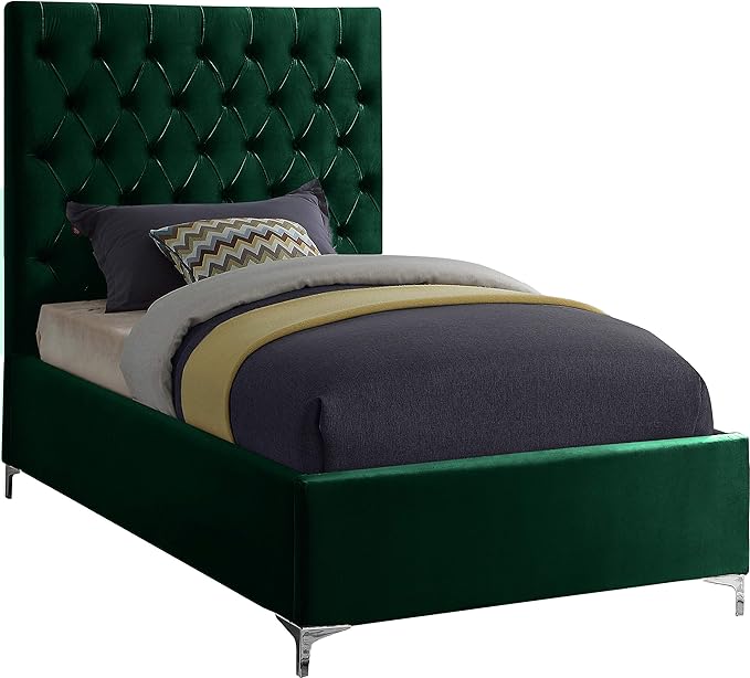 Meridian Furniture Cruz Collection Modern | Contemporary Velvet Upholstered Bed