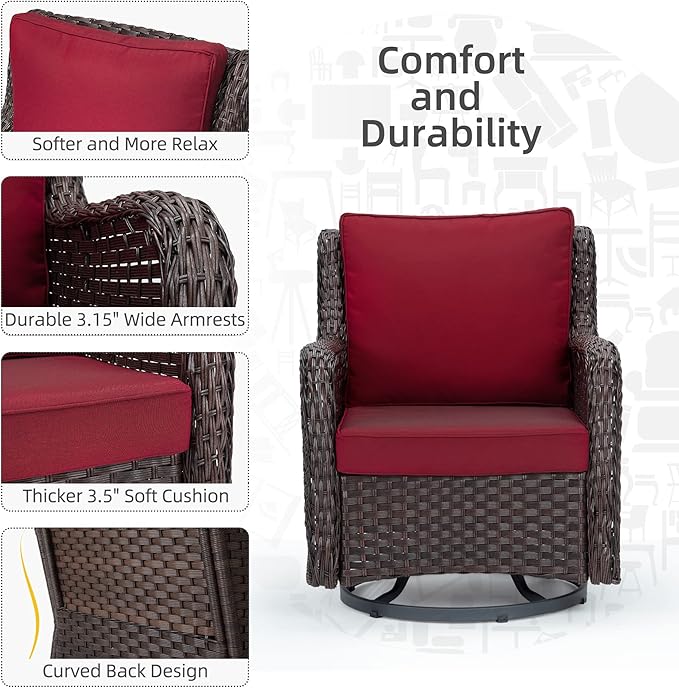 Towallmark Outdoor Swivel Wicker Glider Patio Chairs