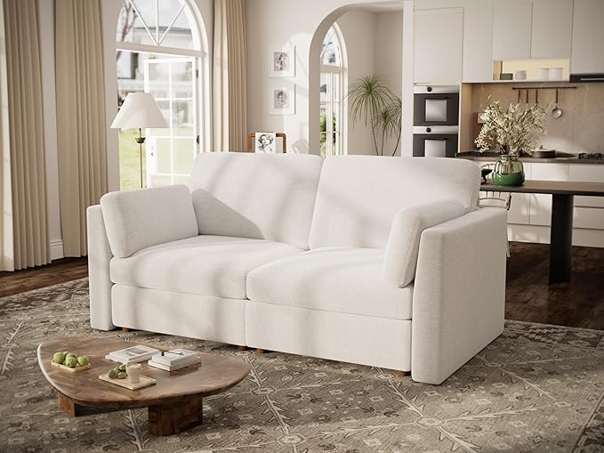 Oversized 2 Seater Modular Sectional Sofa, Solid Wood Frame Sofa, Removable