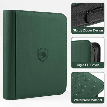 Toploader Binder, Holds 160 Toploaders, 100 Toploaders INCLUDED, 4-Pocket PU Cover Top Loader Binder for 3" x 4" Rigid Toploader, Ringless Double-Sided Toploader Card Binder for TCG, Sport Cards
