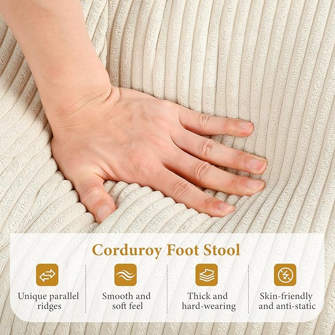 Vesgantti Large Ottoman for Modular Sofa, 29.5" Corduroy Pouf Ottoman