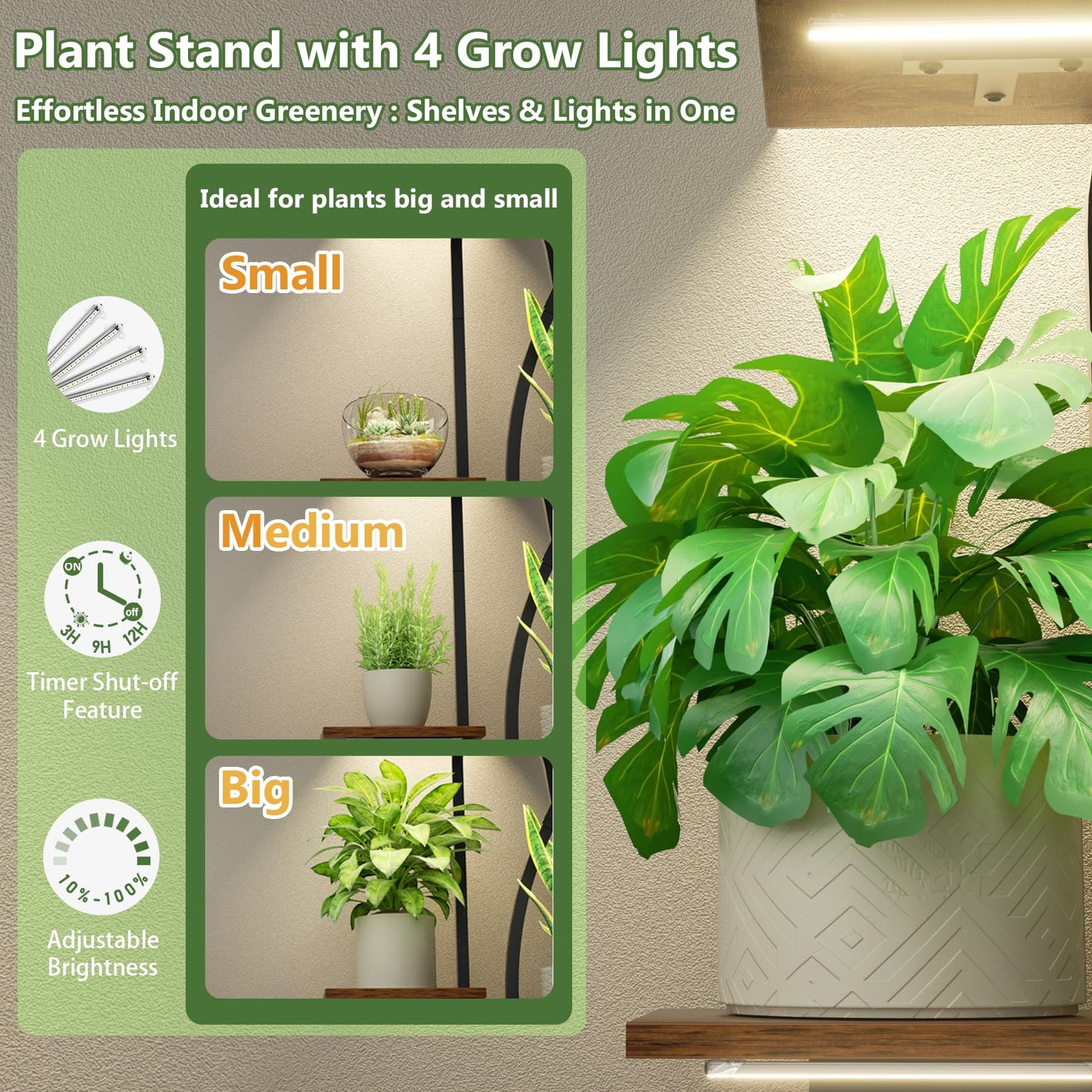 POZILAN Plant Stand Indoor with Grow Light, 55.6" Corner Plant Shelf Indoor, 8 Tiered Tall Plant Stands for Indoor Plants Display Rack Holder, Flower Stand for Balcony, Living Room, Patio
