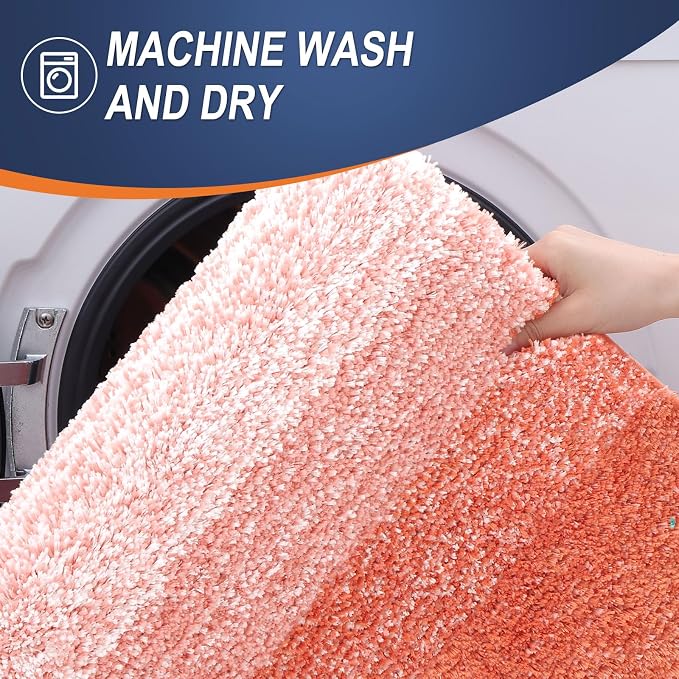 OLANLY Large Bathroom Rugs Mat 40x24, Extra Soft Absorbent Microfiber Bath Rugs, Rubber Backing, Quick Dry, Machine Washable Bath Mats for Bathroom Floor, Tub and Shower, Home Decor Accessories, Coral