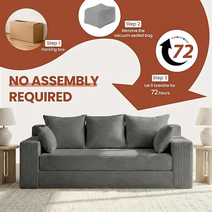 Convertible Sofa Bed, 5 in 1 Small Boneless Couch Pull Out Loveseat Sleeper Sofa