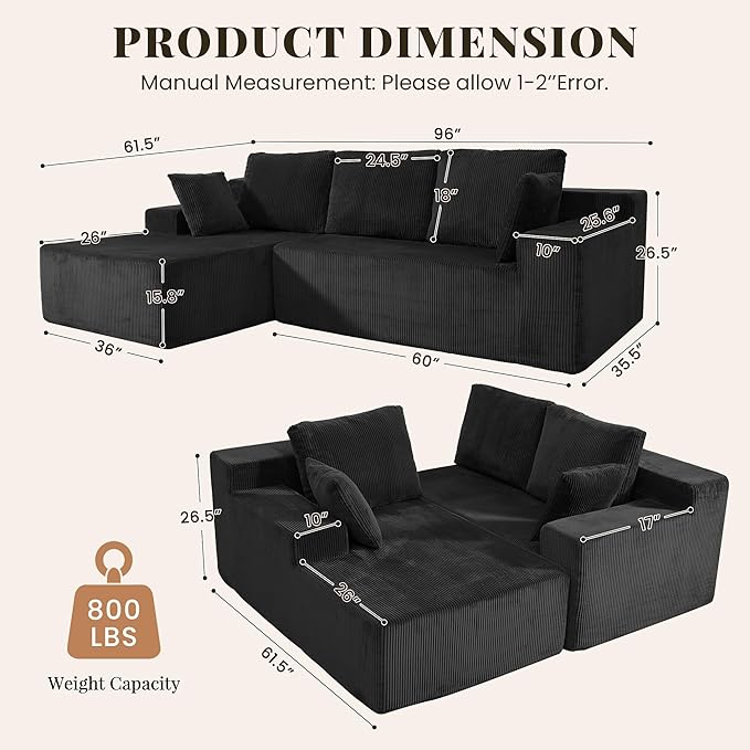 GRUSIGN Cloud Sectional Boneless Couches