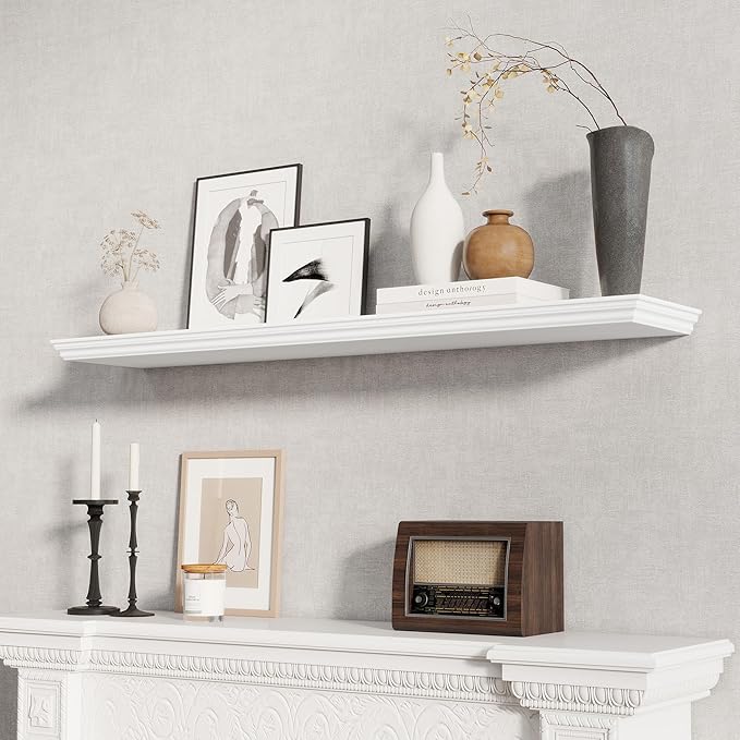 Fun Memories Floating Shelves 48 Inch Long, 9.3 Inch Deep Classic Crown Molding