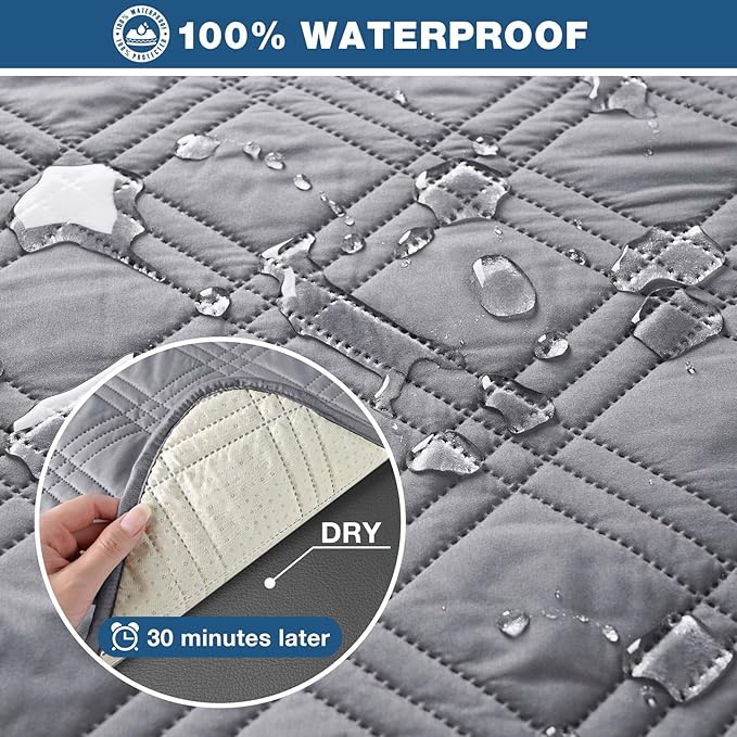 TAOCOCO 100% Waterproof Recliner Sofa Cover, Non Slip Split Couch Covers