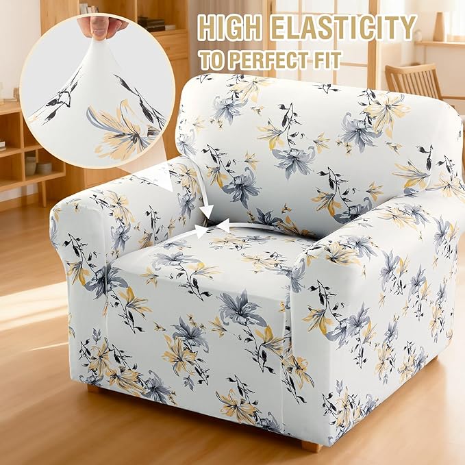 H.VERSAILTEX Floral Pattern Chair Slip Covers Printed Couch Cover Super Soft
