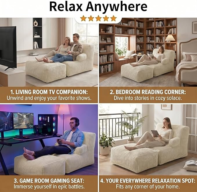 6FT Large Bean Bag Chair Lounger