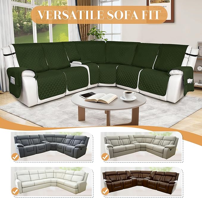 HDCAXKJ Reclining Sectional Couch Covers L Shape Recliner Sofa Middle Console