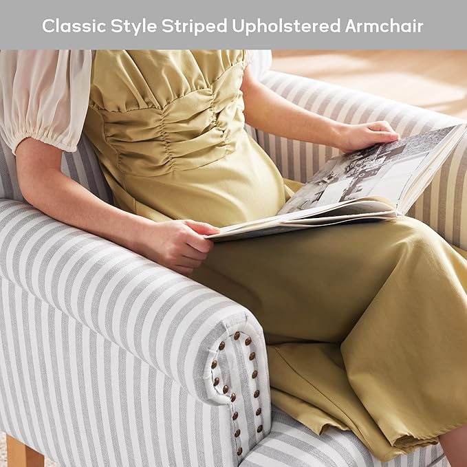 HUIMO Linen Fabric Accent Chairs Set of 2, Mid-Century Modern Armchair