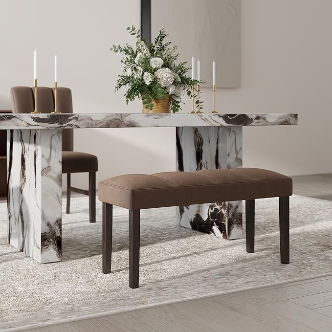 Roundhill Furniture Strata Velvet Upholstered Dining Bench