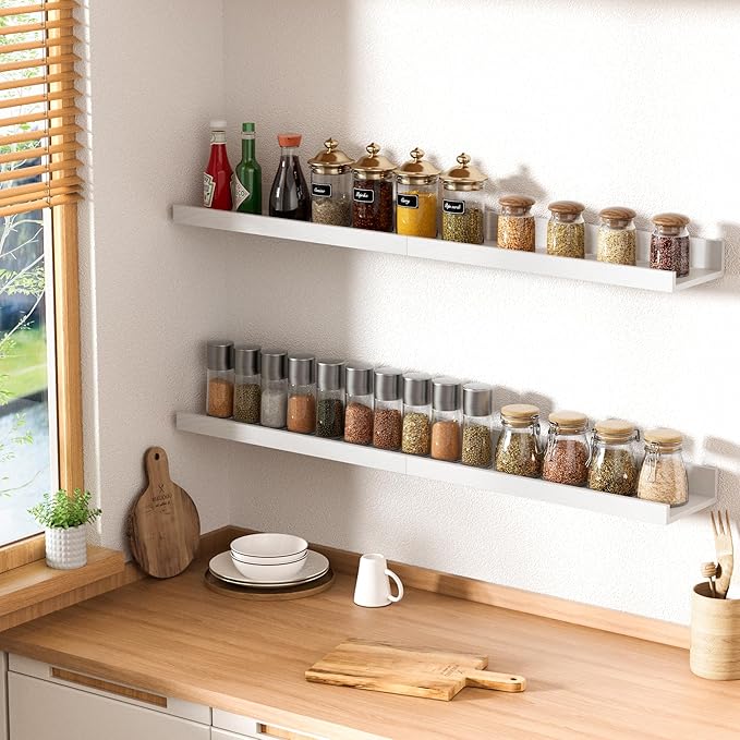 upsimples Floating Shelves for Wall, Wall Shelves for Decor Storage Set of 6