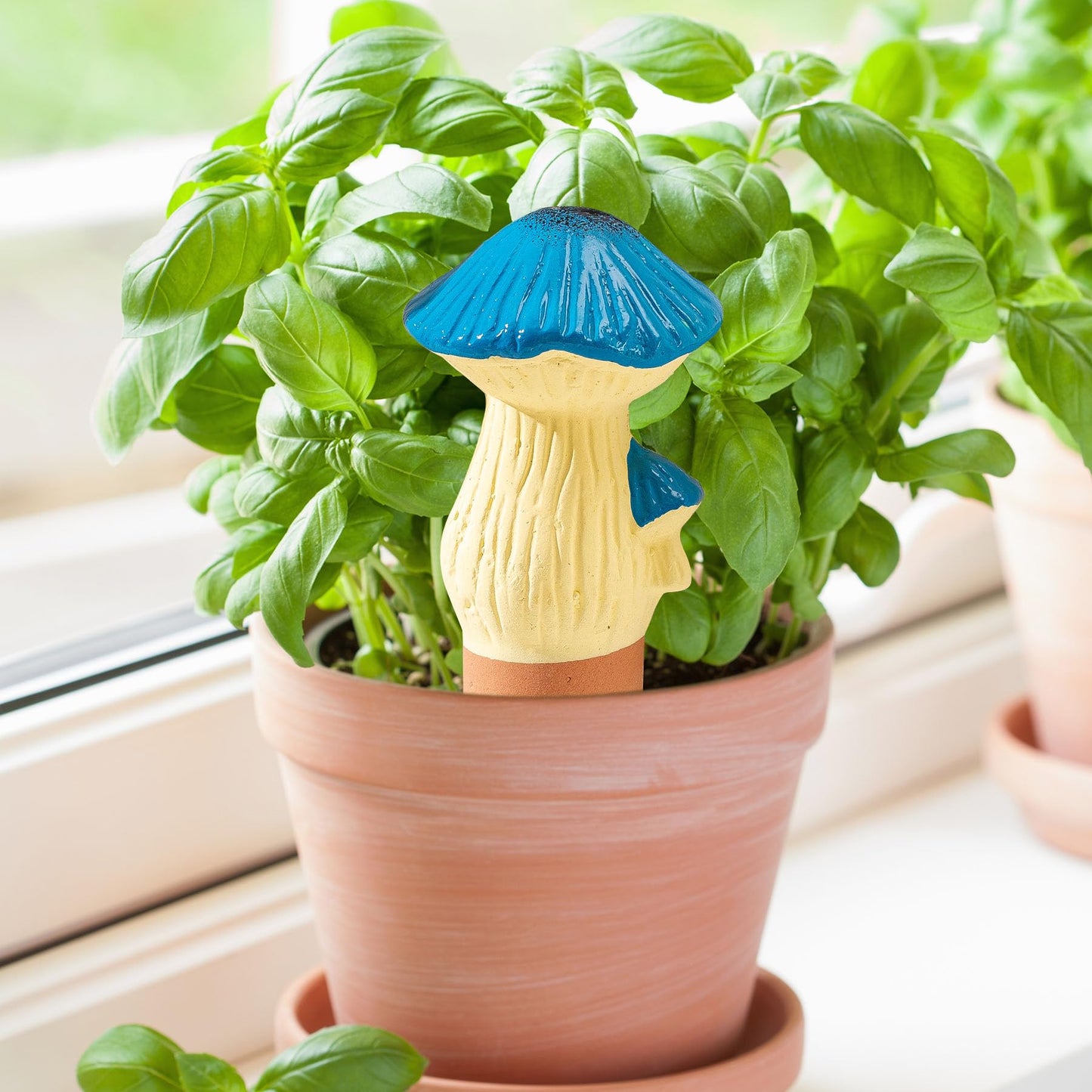 LumDecor 4 Pack Watering Globes - Terra Cotta Watering Spikes for Indoor Plants, Handcrafted Mushroom Shape Self Watering Devices with Slow Release System, Plant Water Bulbs for Vacation & Outdoor Pot