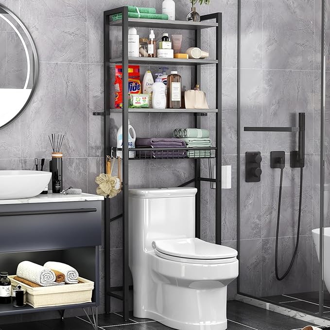 Kalrin Over-The-Toilet Storage Rack, 4-Tier Bathroom Organizer Shelf Over Toilet
