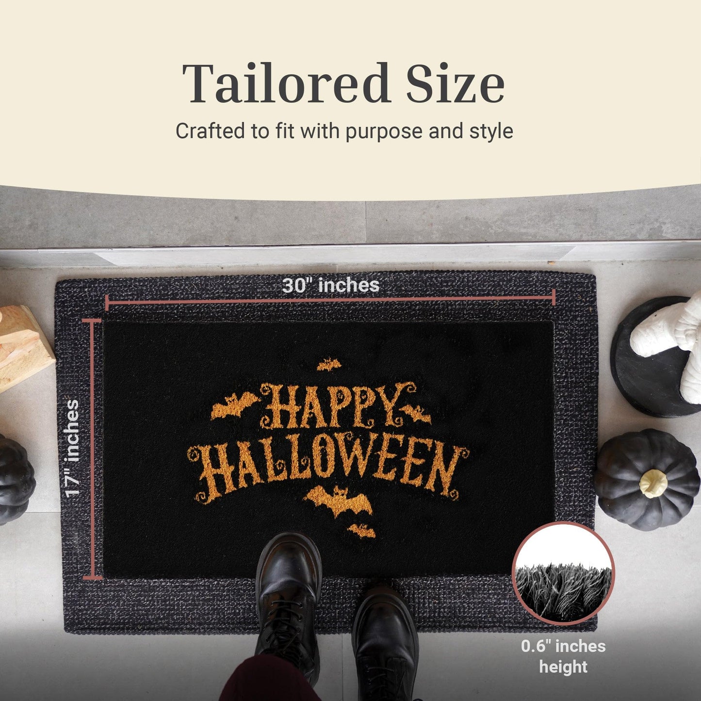 THEODORE MAGNUS Halloween Door Mat - Welcome Mat for Front Door with Non-Slip Backing - Durable Doormat - Perfect for Outside Entrance Matt - Outdoor/Indoor - Festive Fright - 17" x 30"