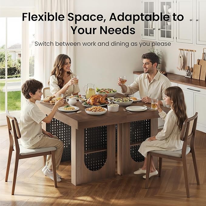 55" Convertible Computer Desk, 2-in-1 Flip-Top Desk & Dining Table