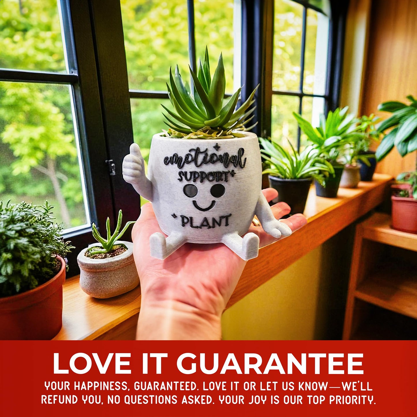 Funny Face Indoor Head Planter Pot, 3D Printed, Unique Small Succulent Flower Pot, Cute Cactus Planter, Indoor Home Decor, Office Desk Plant Pot, Novelty Gardening Gift Set