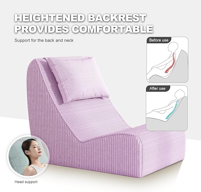 Giant Bean Bag Chair for Adults, Corduroy Chaise Lounge