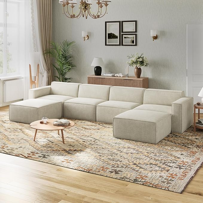Novilla 151.2" Modular Sectional Sofa, No Assembly Cloud Sectional Couch
