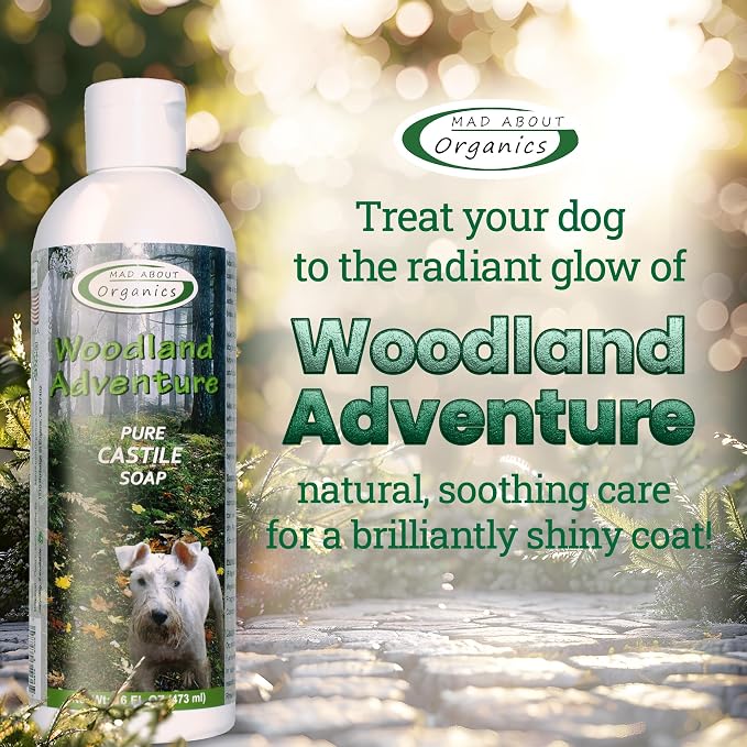 Woodland Adventure Pure Castile Dog Shampoo - Gentle Moisturizing Formula for All Skin Types, Crafted with Pure Ingredients, Mild and Nourishing for Dogs 4 Weeks & Up, 16 oz